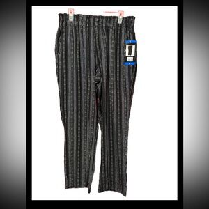 Briggs Women's Relaxed Pull On Linen Blend Comfort Waist Pants Black Large